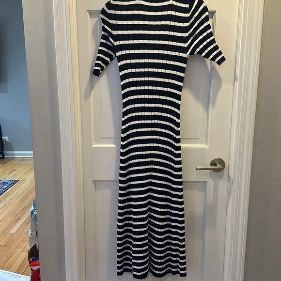 NWT LOFT Striped Ribbed Midi Polo Dress Sz M - Picture 5 of 8